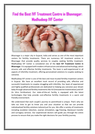 Find the Best IVF Treatment Centre in Bhavnagar - Madhudeep IVF Center (1)