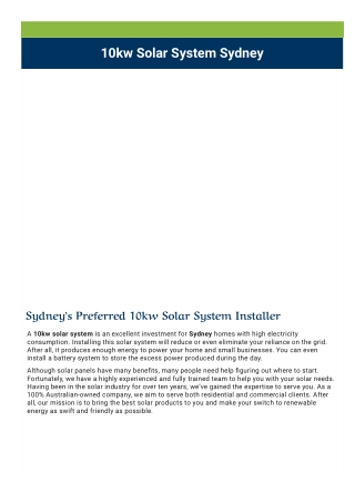 10kw Solar System Sydney