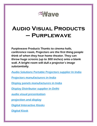 Audio Visual Products - Purplewave