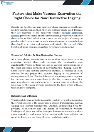 Factors that Make Vacuum Excavation the Right Choice for Non-Destructive Digging