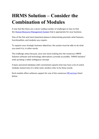 HRMS Solution – Consider the Combination of Modules