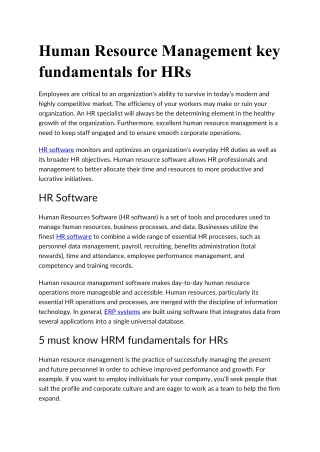 Human Resource Management key fundamentals for HRs