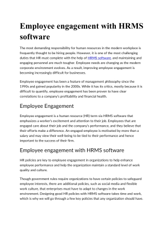 Employee engagement with HRMS software