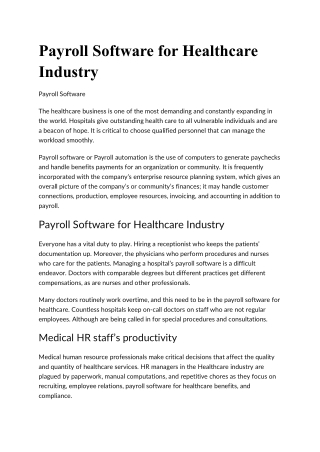 Payroll Software for Healthcare Industry