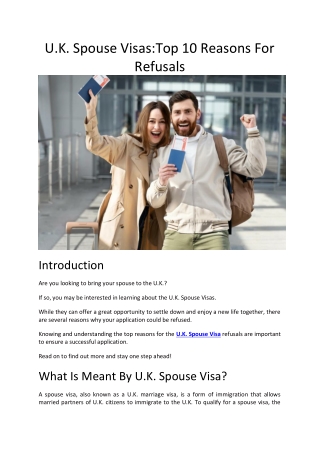 U.K. Spouse VisasTop 10 Reasons For Refusals