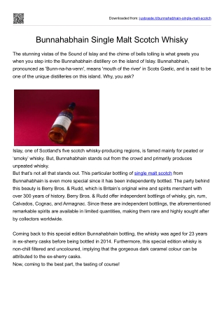Bunnahabhain Single Malt Scotch Whisky