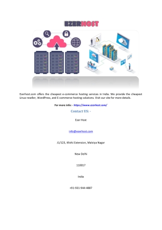 Cheapest Ecommerce Hosting in India | Ezerhost.com