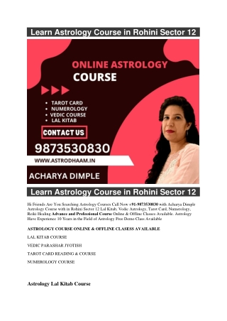 Learn Astrology Course in Rohini Sector 12  91-9873530830