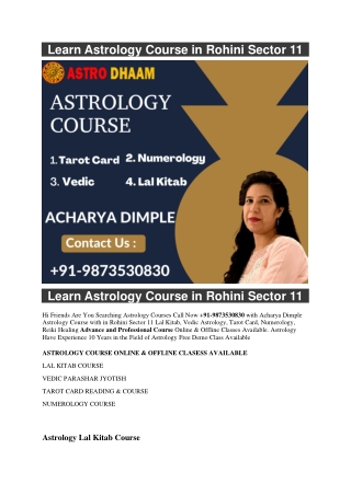 Learn Astrology Course in Rohini Sector 11  91-9873530830