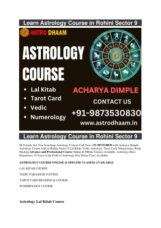 Learn Astrology Course in Rohini Sector 9  91-9873530830