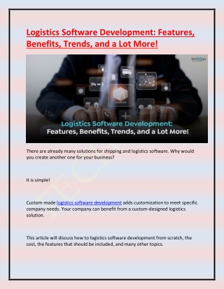 Logistics Software Development Features, Benefits, Trends, and a Lot More
