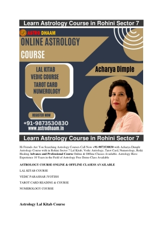 Learn Astrology Course in Rohini Sector 7  91-9873530830