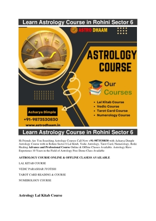 Learn Astrology Course in Rohini Sector 6  91-9873530830