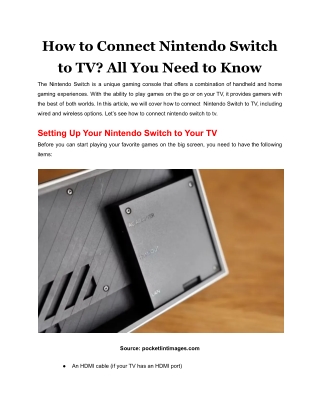 How to Connect Nintendo Switch to TV All You Need to Know