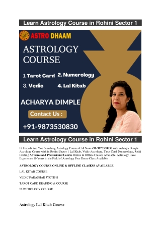 Learn Astrology Course in Rohini Sector 1  91-9873530830