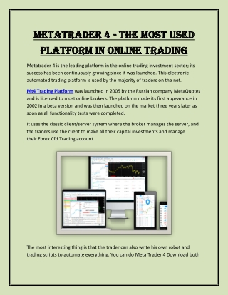 MetaTrader 4  the most used platform in online trading