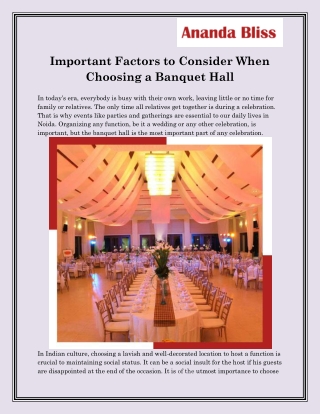 Best Banquet Hall in Noida