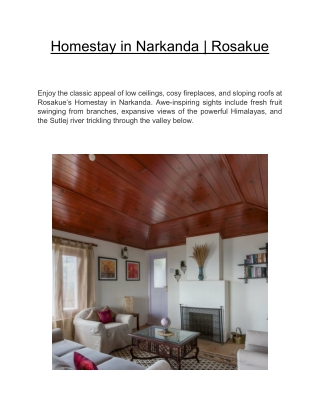 Homestay in Narkanda | Rosakue