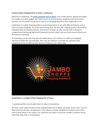 Jamboshop - Shop the Best Quality Products with Discounted Prices in Kenya