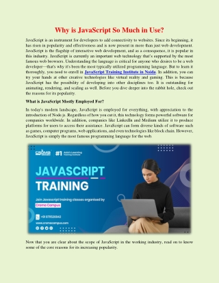 Why is JavaScript So Much in Use?