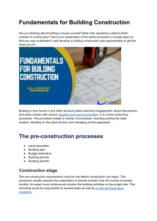 Fundamentals for Building construction