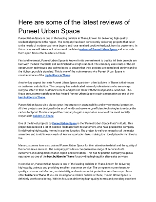 Here are some of the latest reviews of Puneet Urban Space