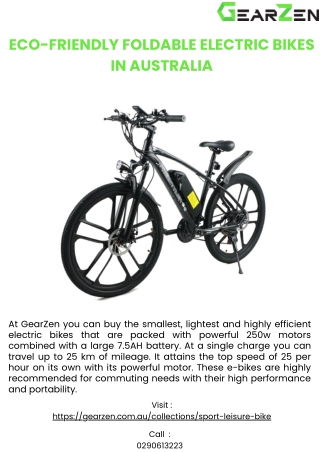 Eco-Friendly Foldable Electric Bikes in Australia