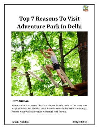 Top 7 Reasons To Visit Adventure Park In Delhi