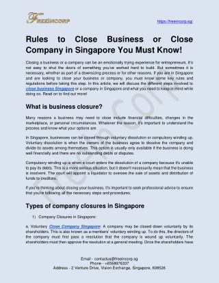 Rules to Close Business or Close Company in Singapore You Must Know!