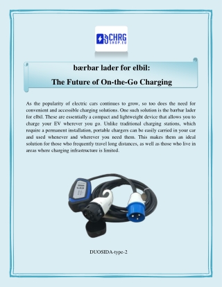 bærbar lader for elbil: The Future of On-the-Go Charging