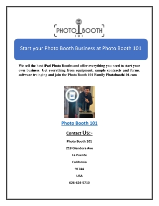 Start your Photo Booth Business at Photo Booth 101