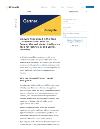 Competitive and Market Intelligence Tools by Gartner Include Cronycle