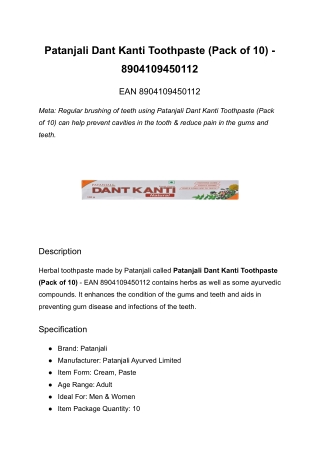 Patanjali Dant Kanti Toothpaste