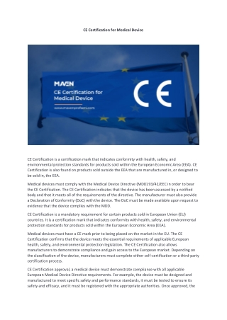 CE Certification for Medical Device - Blog