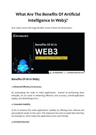 What Are The Benefits Of Artificial Intelligence In Web3