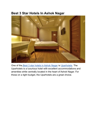 Best 3 Star Hotels In Ashok Nagar | Uparhotels