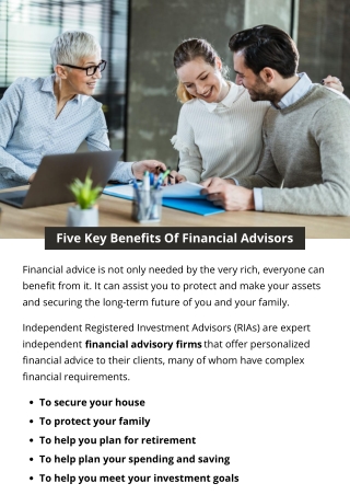 Five Key Benefits Of Financial Advisors