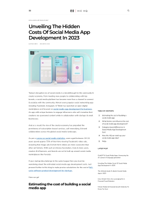 Unveiling The Hidden Costs Of Social Media App Development In 2023