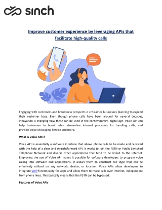 Improve customer experience by leveraging APIs that facilitate high-quality call