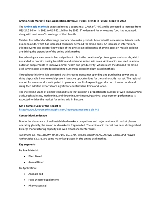 Amino Acids Market