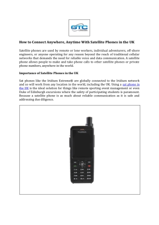 How to Connect Anywhere, Anytime With Satellite Phones in the UK