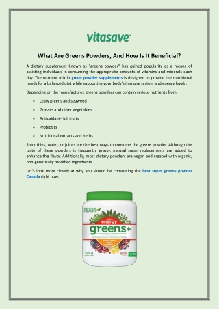 What Are Greens Powders, And How Is It Beneficial