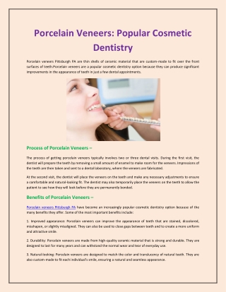 Porcelain Veneers: Popular Cosmetic Dentistry