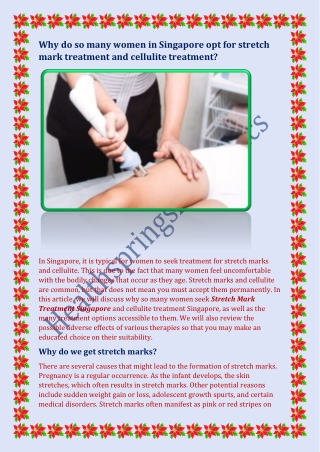 Why do so many women in Singapore opt for stretch mark treatment and cellulite t