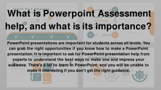 What is Powerpoint Assessment help, and what is its importance