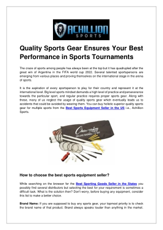 The Best Sports Equipment Sellers in Mashpee