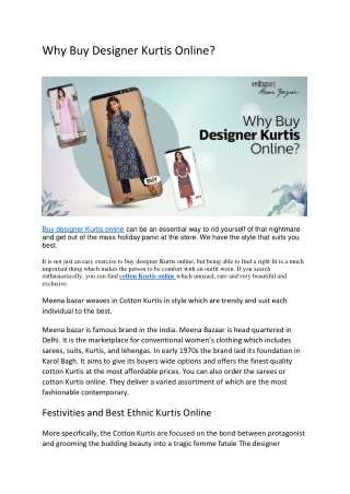 Why Buy Designer Kurtis Online