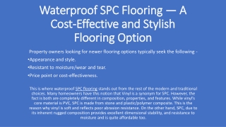 Waterproof SPC Flooring — A Cost-Effective and Stylish Flooring Option_