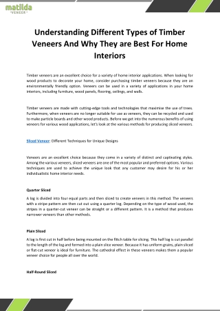 Understanding Different Types of Timber Veneers