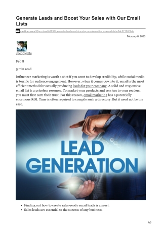 Generate Leads and Boost Your Sales with Our Email Lists